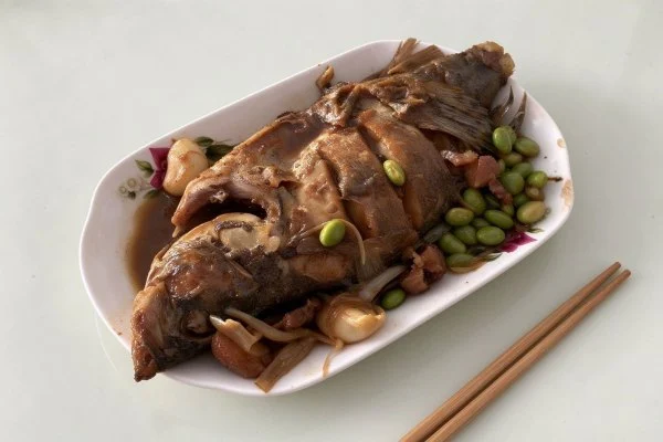 Braised Stinky Mandarin Fish with Edamame