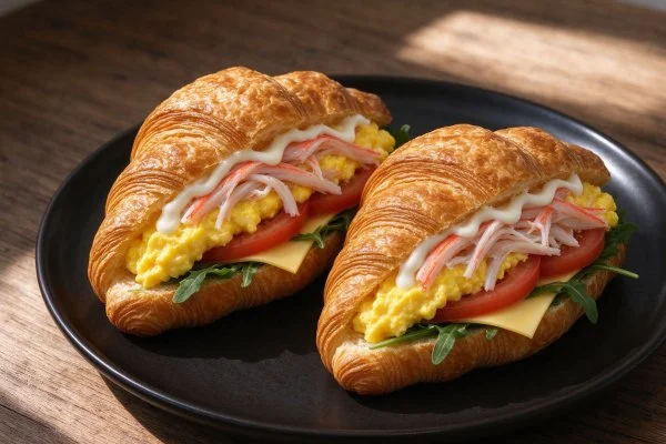 Crab Stick and Egg Croissant Sandwich