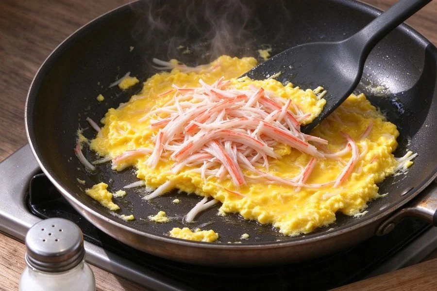 Crab Stick and Egg Croissant Sandwich step 2