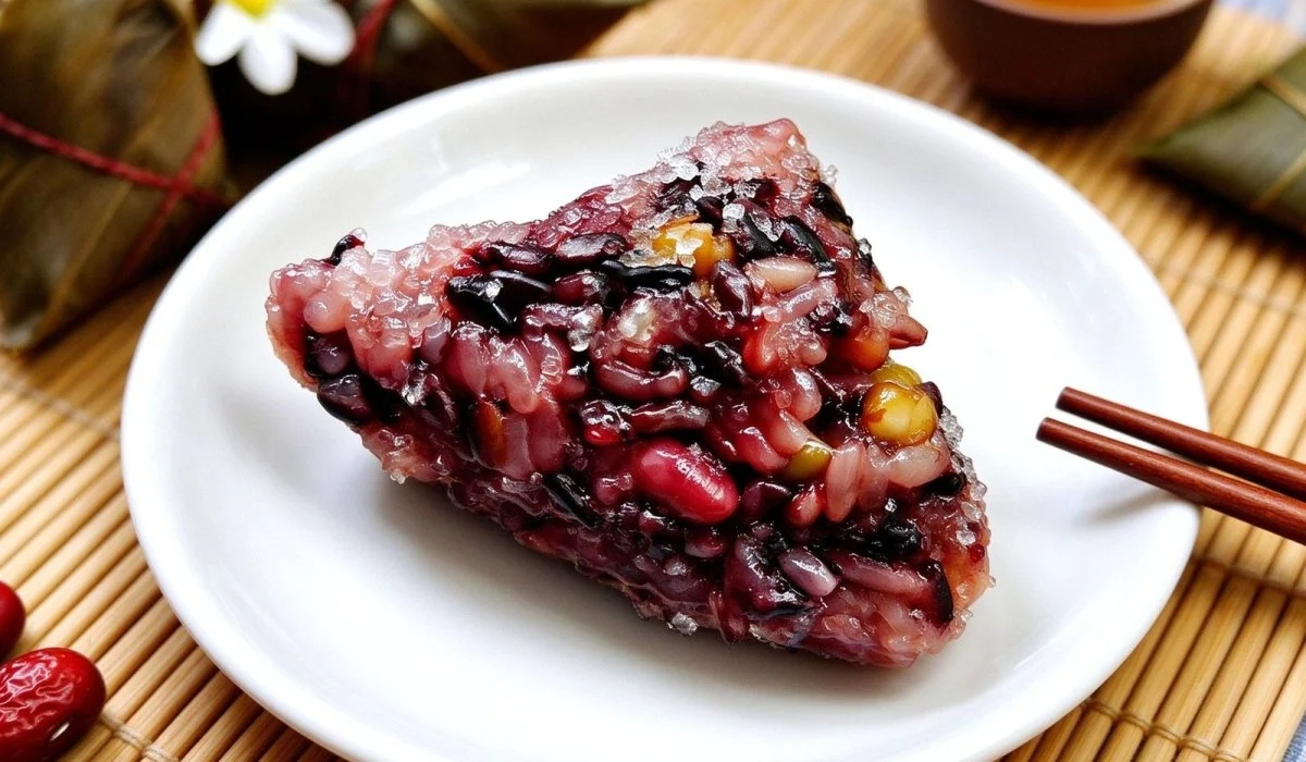 A plate of Eight-Treasure Sticky Rice Zongzi