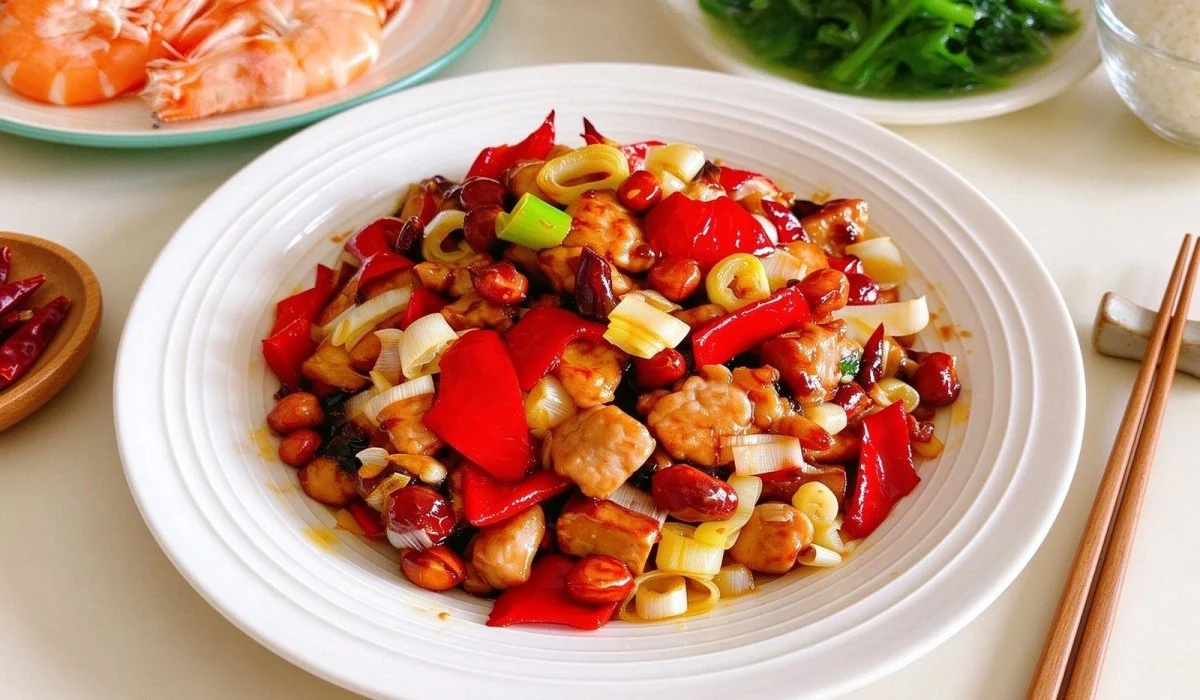 A plate of Kung Pao Pork Diced