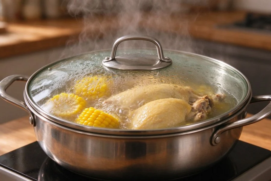 Mushroom and Sweet Corn Chicken Soup step 3