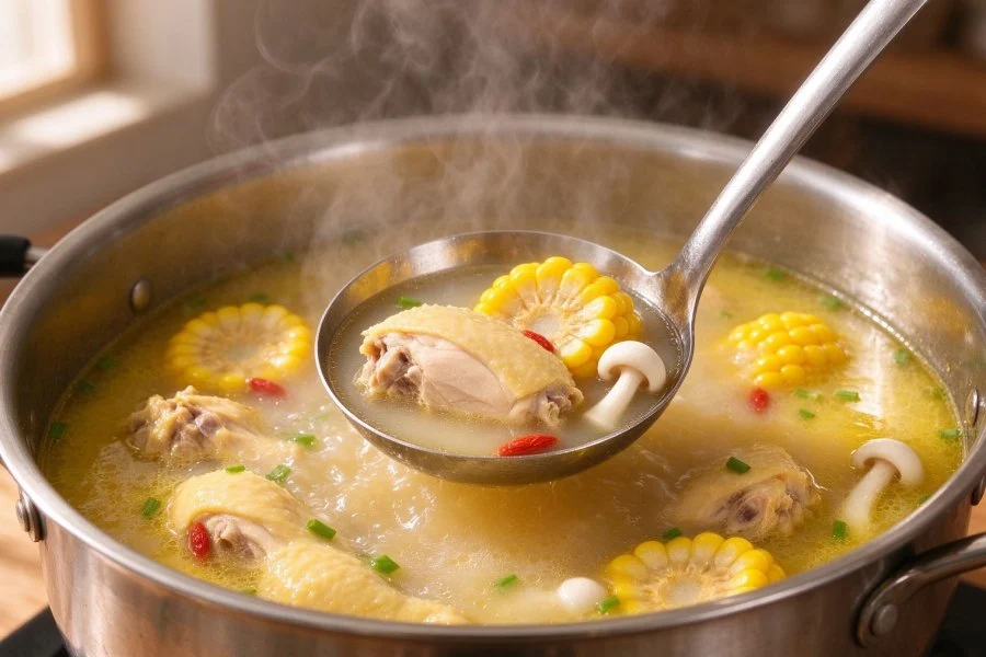 Mushroom and Sweet Corn Chicken Soup step 5