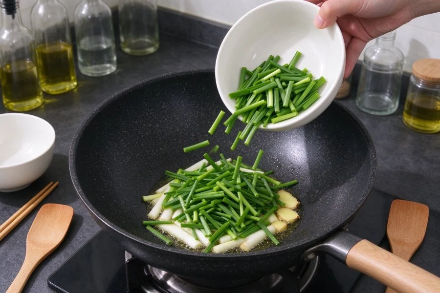 Quick Garlic Scape and Char Siu Fried Rice step 13