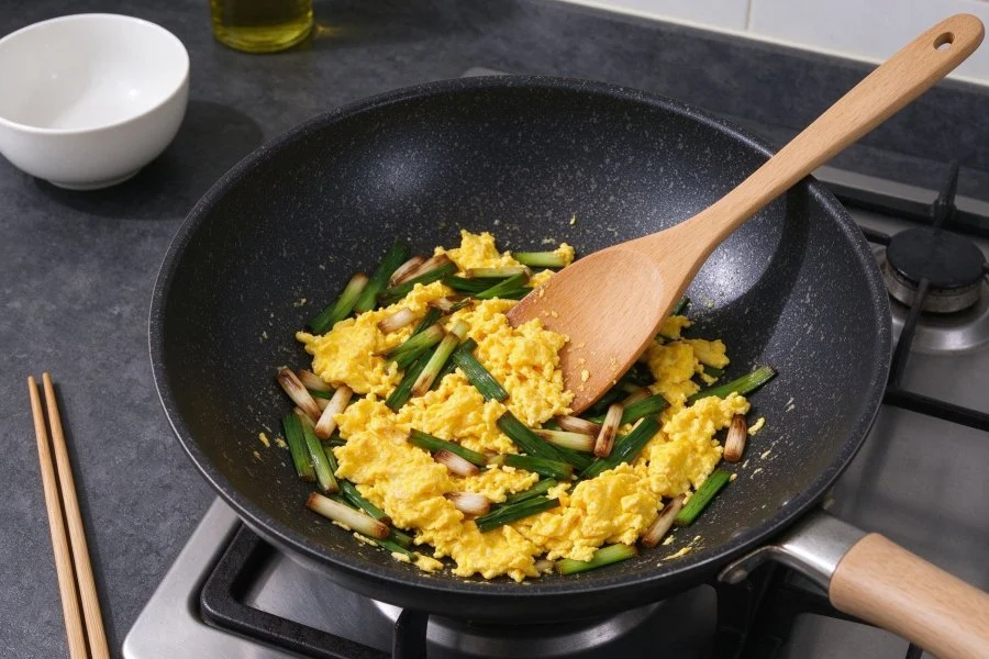 Quick Garlic Scape and Char Siu Fried Rice step 20