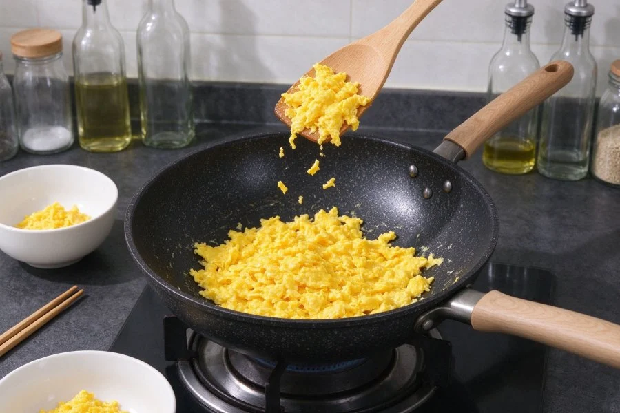 Quick Garlic Scape and Char Siu Fried Rice step 9