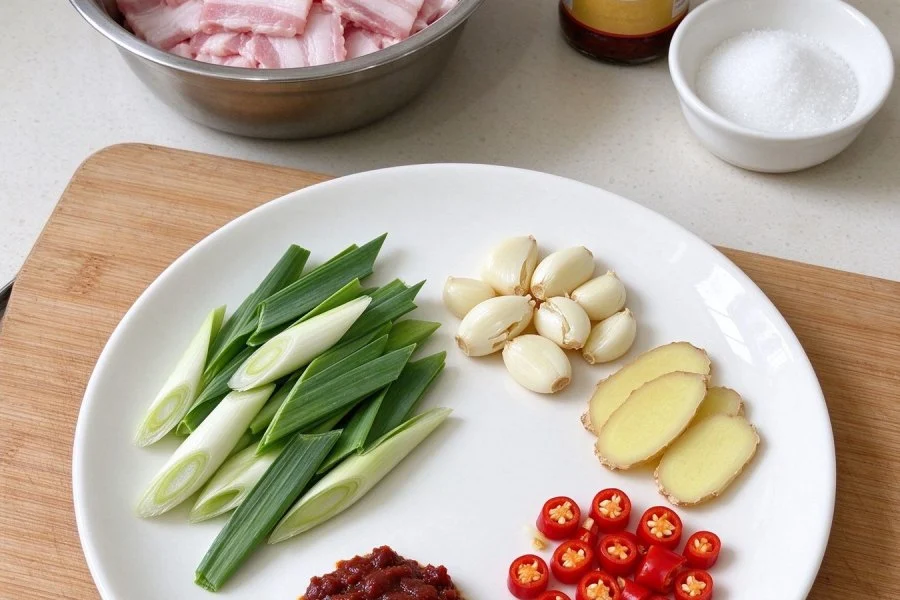 Sichuan Twice-Cooked Pork with Garlic Sprouts step 3