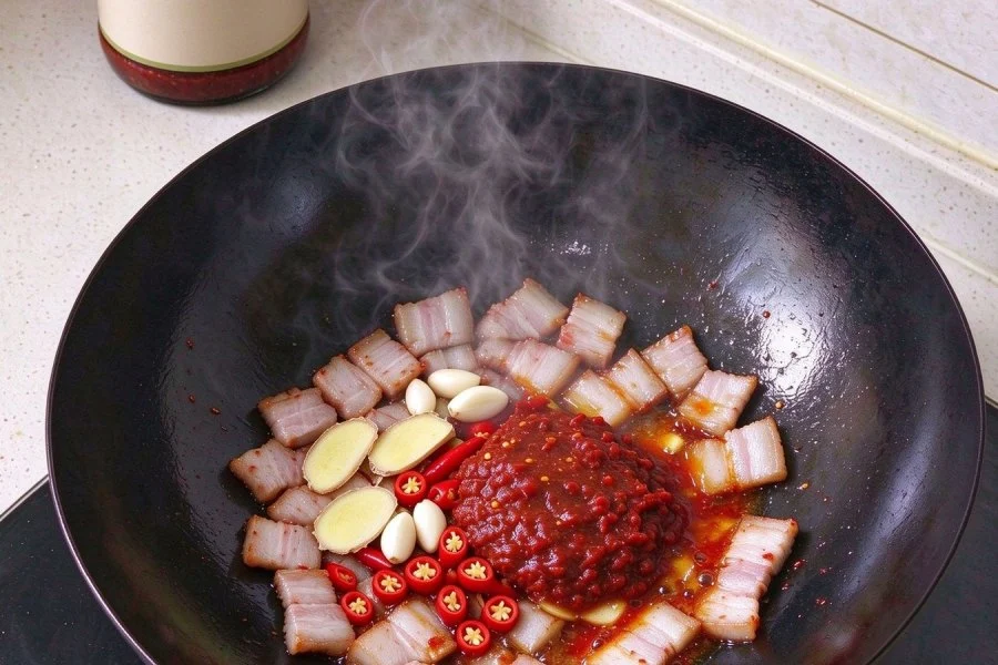Sichuan Twice-Cooked Pork with Garlic Sprouts step 6
