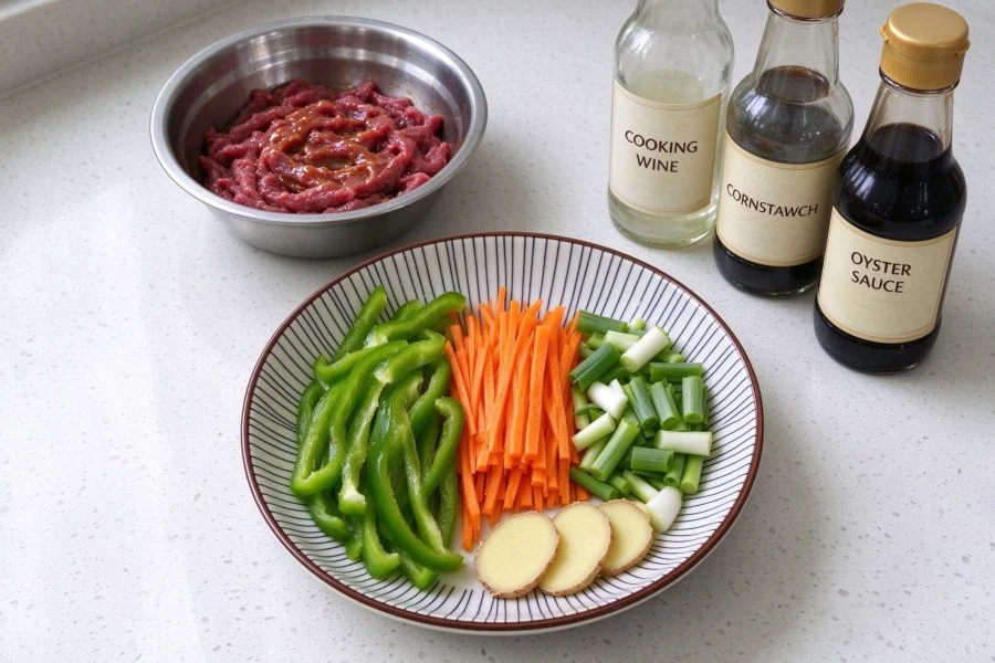 Spicy Stir-Fried Beef with Green Peppers step 1