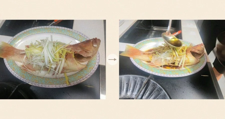 Steamed Coral Trout with Ginger and Scallion step 2